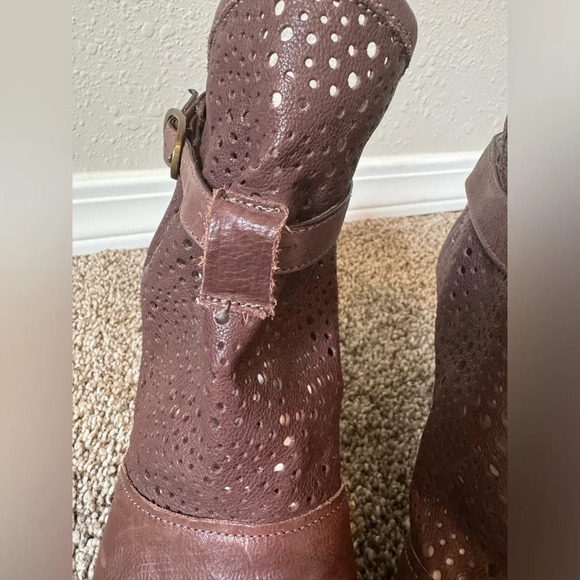 Latitude Femme Cut out Brown leather Heels Boho Size 7.5 (38) Made in Italy - Picture 5 of 11